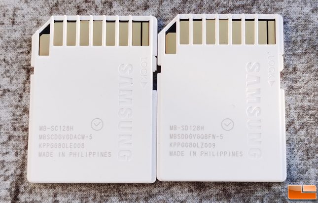 Samsung 128GB SD Card EVO Plus and Pro Plus Pins on Back